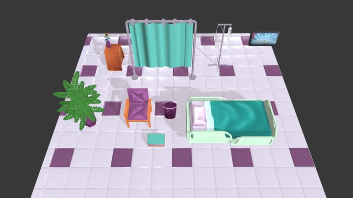 Top-Down Hospital Game Assets 3D Model