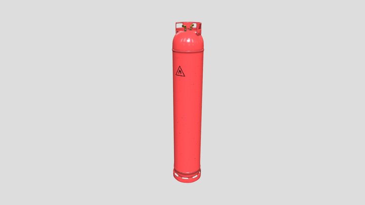 Large Red Gas Canister Bottle 3D Model