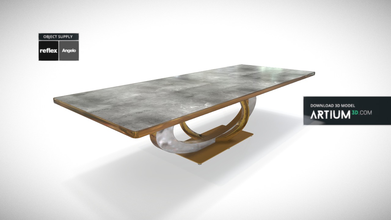 3D model Dining table Galassia 72 – Reflex Angelo - This is a 3D model of the Dining table Galassia 72 - Reflex Angelo. The 3D model is about a wooden bench with a sign.
