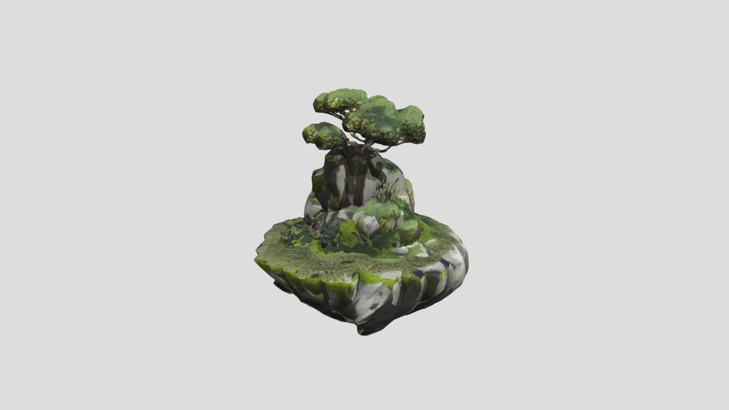 Floating Island Rock — 3D Model | Game Ready | P