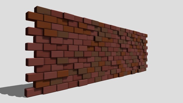 Low-Poly Brick Wall 3D Model