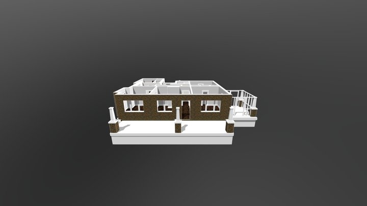 House with Porch Framing 3D Model