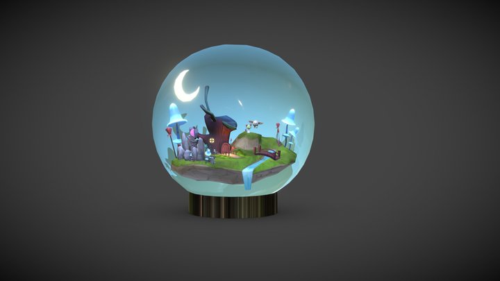Pokemon Crystal Ball Diorama Low Poly 3D Model