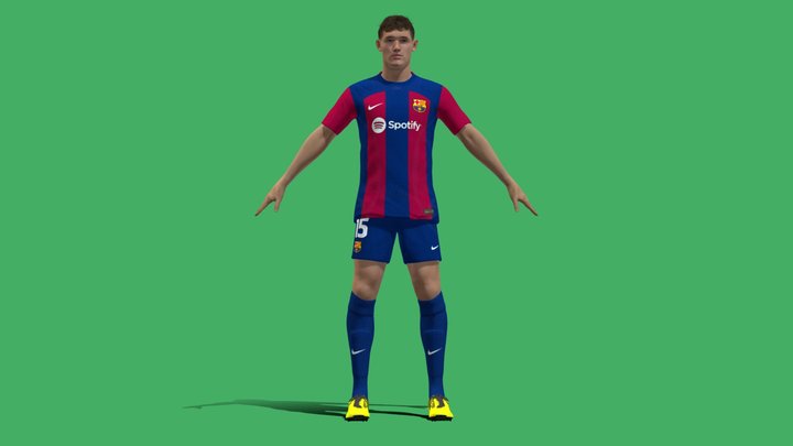 3D Rigged Andreas Christensen Barcelona 2024 3D Model