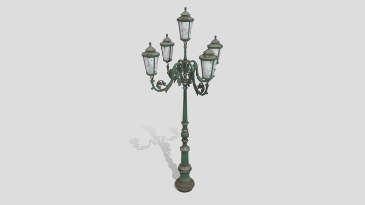 Parisian Style Lamppost 3D 3D Model