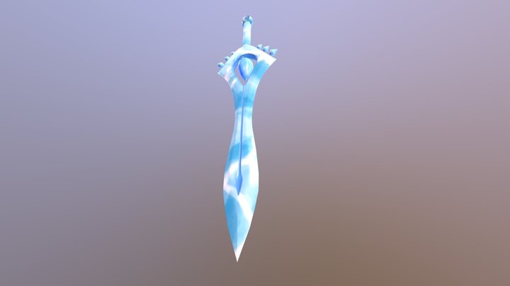 Stylized Water sword low- poly game ready 3D Model