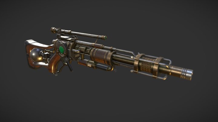 Steampunk Pneumatic Carbine Rifle 3D Model