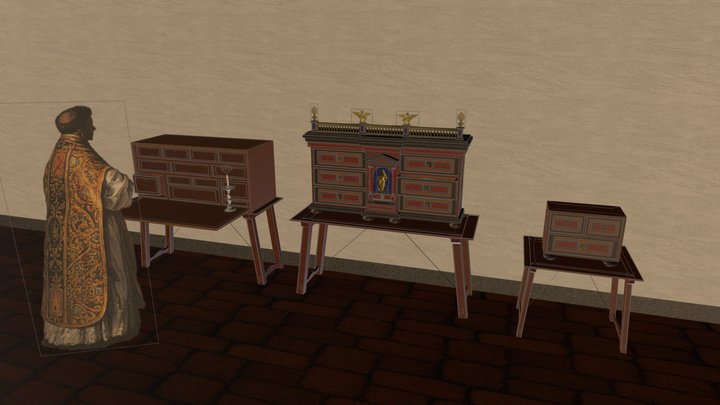 Escritorio, Bargueño, papelera 3D Model