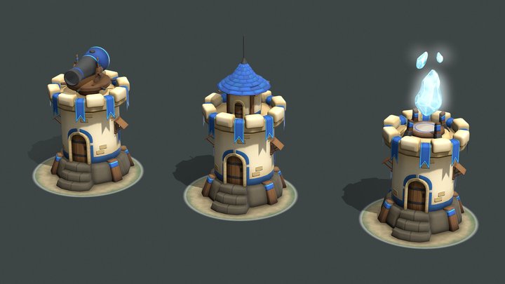 3 medieval towers 3D Model