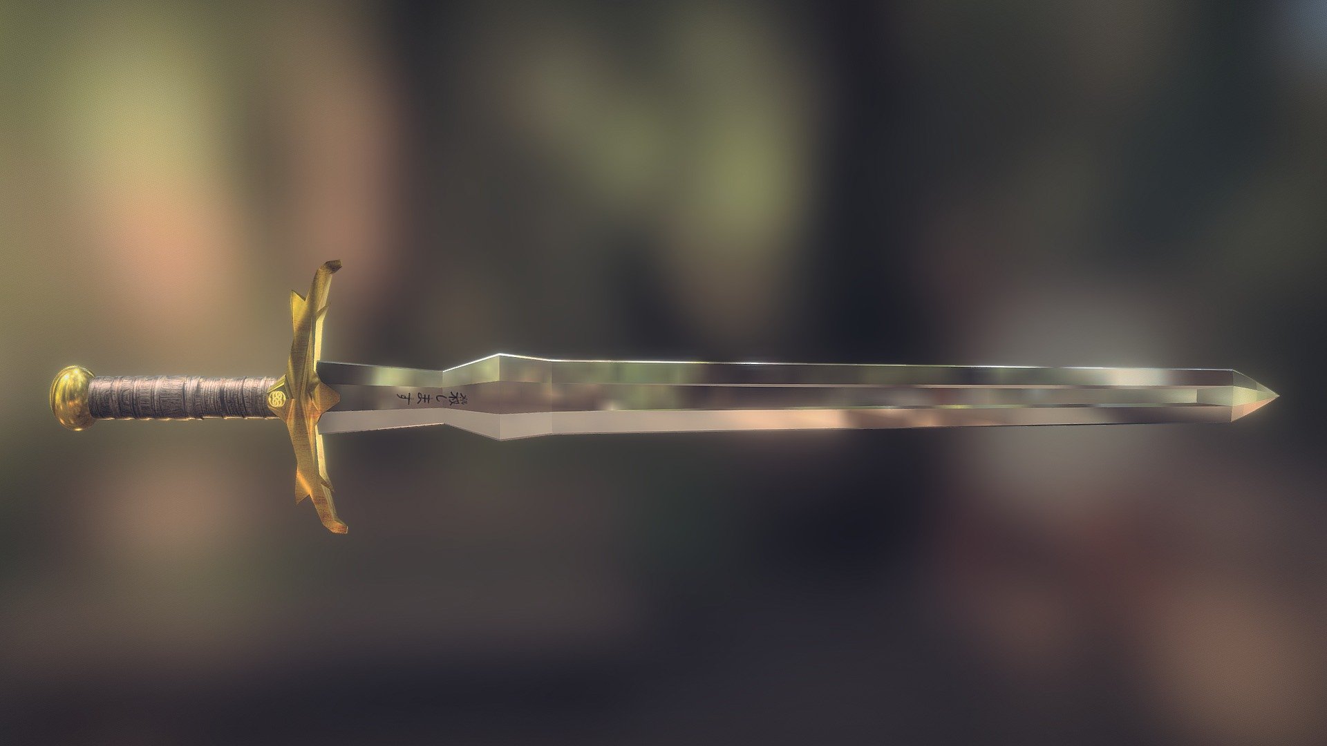 Old Fantasy Two-Handed Sword Low Poly