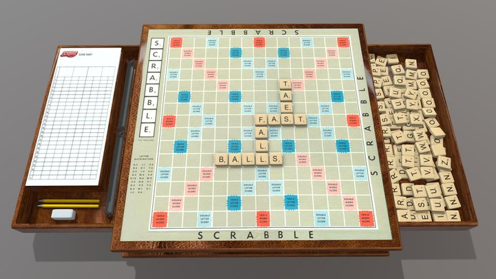 3D model Scrabble Tiles VR / AR / low-poly