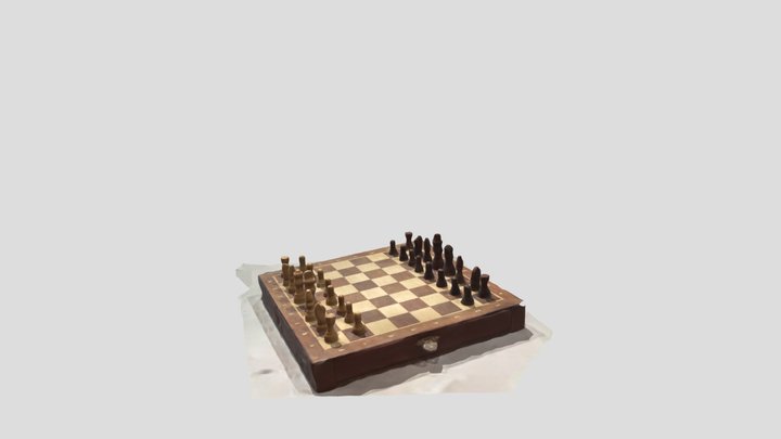3D wooden chess board 3D Model