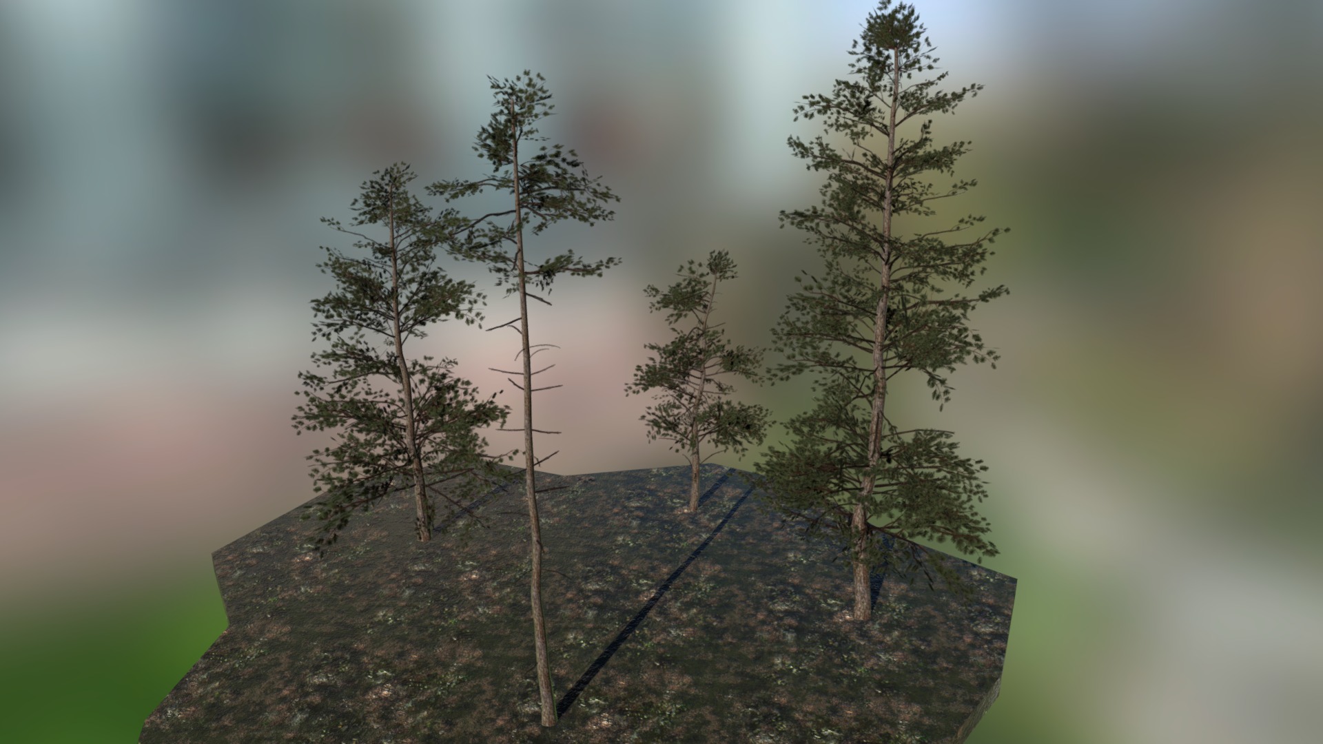 3D model Vegetation Set Pine - This is a 3D model of the Vegetation Set Pine. The 3D model is about a group of trees on a hill.