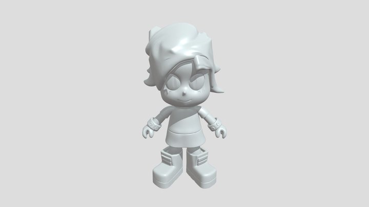 Cartoon girl figurine with blue hair 3D Model