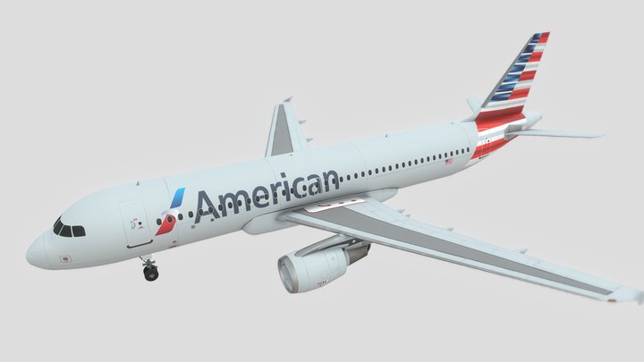 A320 American Airlines_VR Ready 3D Model