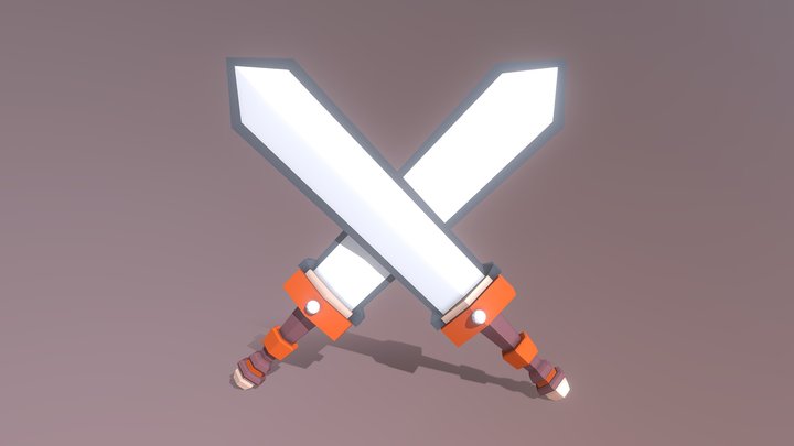 Cross Swords 3D Model