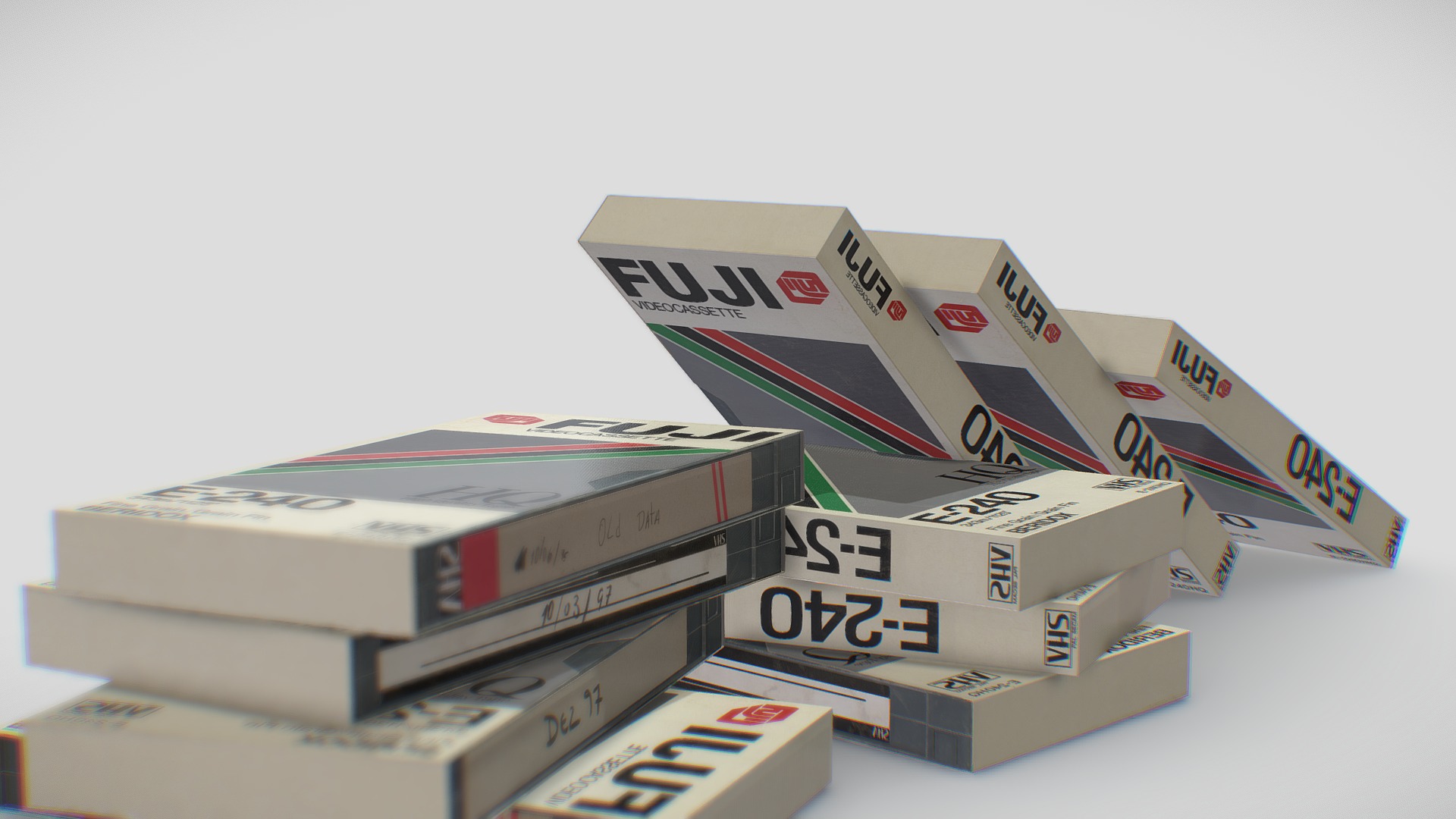 3D model Vhs Tape - This is a 3D model of the Vhs Tape. The 3D model is about a stack of boxes.
