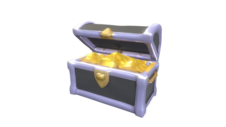 Treasure chest filled with gold 3D Model
