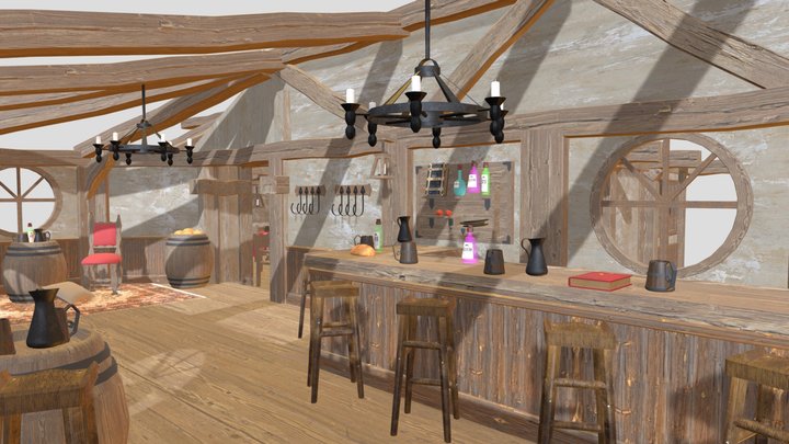 The Golden Heart - Medieval Tavern 3D Model