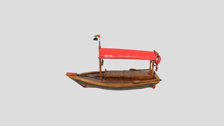 Traditional Dhow with Flag 3D Model