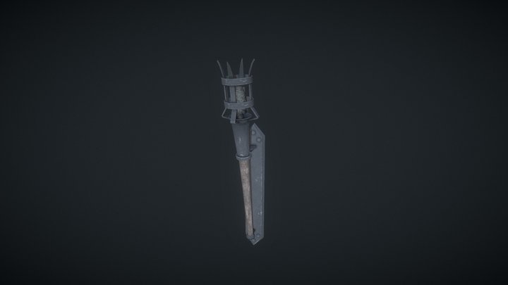 Gameready medieval-dungeon Torch 3D Model