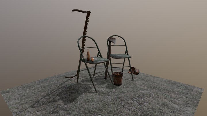3 simple props DAE 3D Model