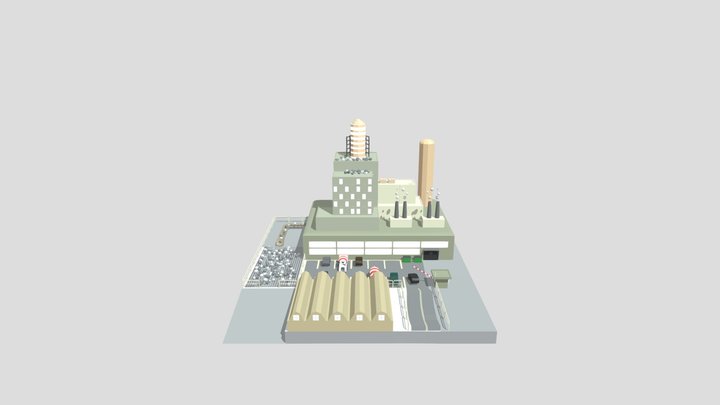 Low-Poly detailed factory 3D Model