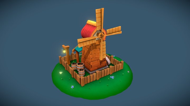 Stylized Mill 3D Model