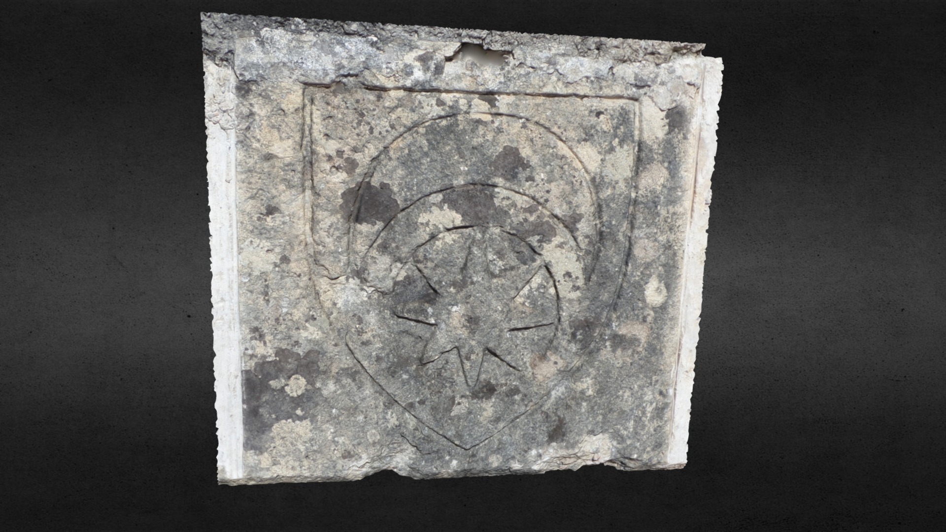 3D model Le Caylar – Blason - This is a 3D model of the Le Caylar - Blason. The 3D model is about a close-up of a stone tablet.