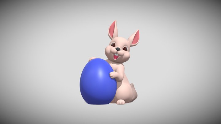 happy easter rabbit 3d free - with furry 3D Model