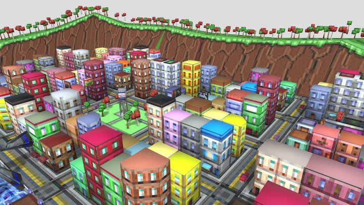 Ciudad con Kaijus 3D Model