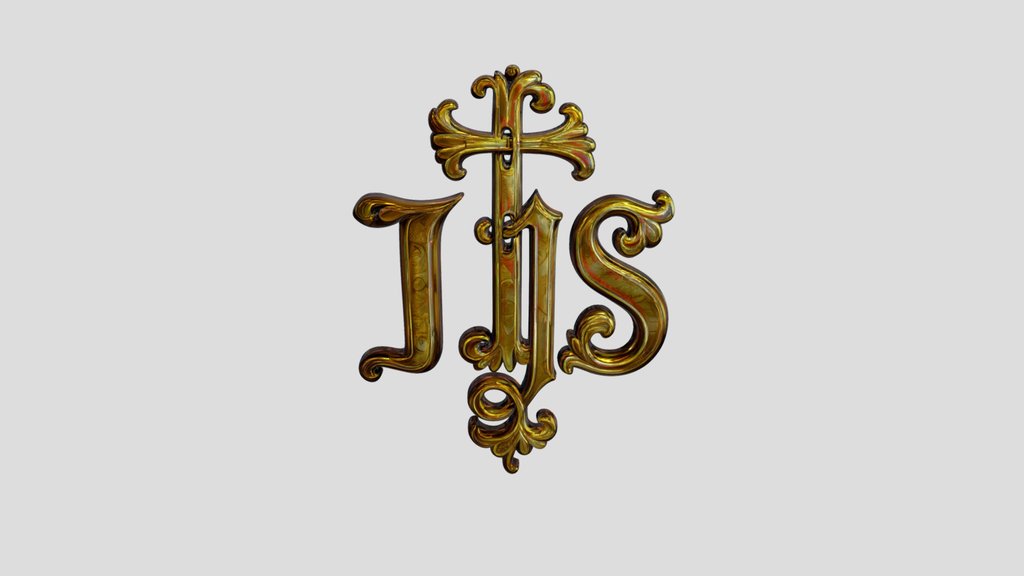 Ornate golden IHS cross