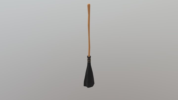 Cartoon Broom Low Poly 3D Model