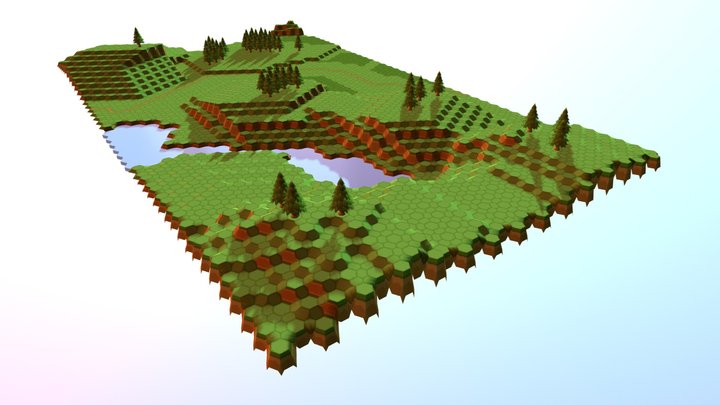 Strategy Game Hex Map 3D Model