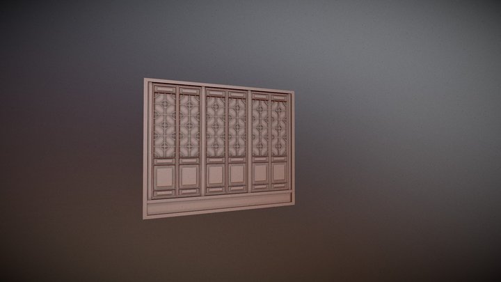 Classic Chinese style door - cửa TQ 3D Model