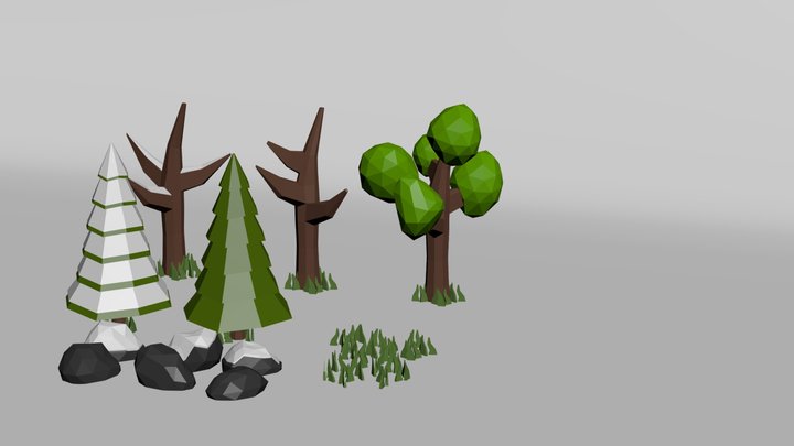 Low Poly Forest Props 3D Model