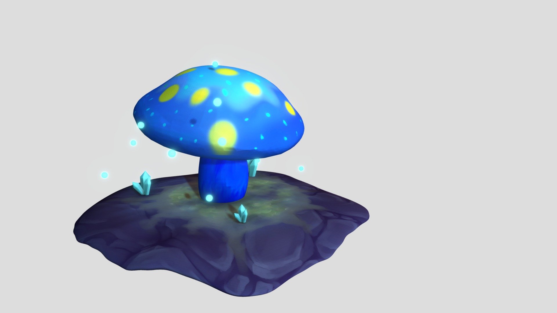 Blue mushroom hand painted