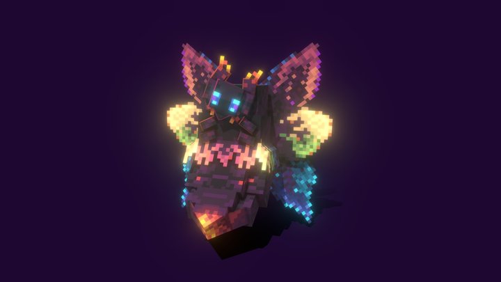 Volcarona Cyberpunk Rainbow Shiny (Cobblemon) 3D Model