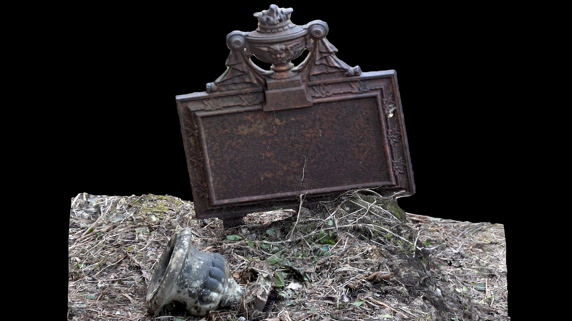 Iron pauper grave marker with cherub urn 3D model by Lymer (klymer41) [8b932ec