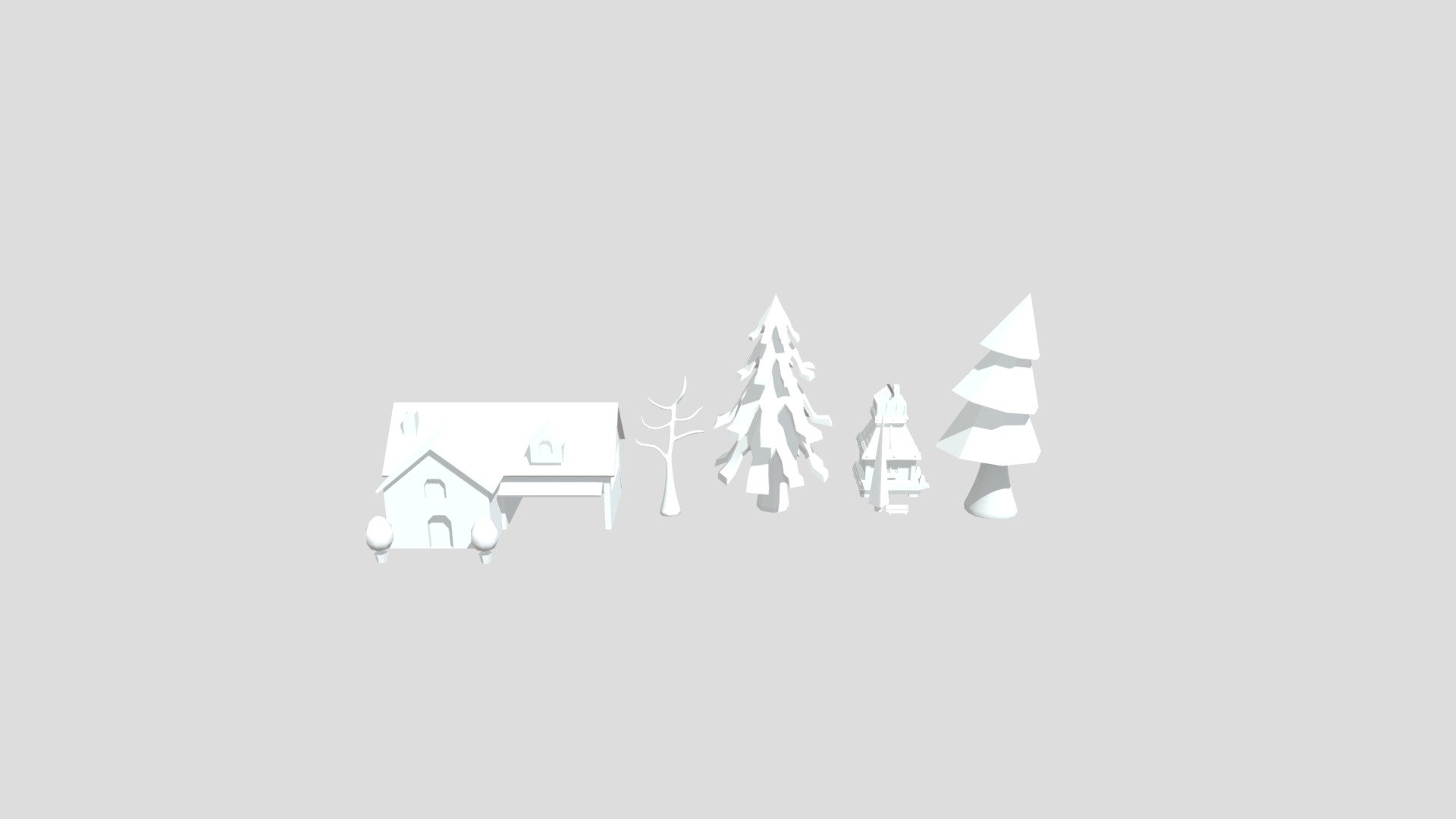 low poly home and trees