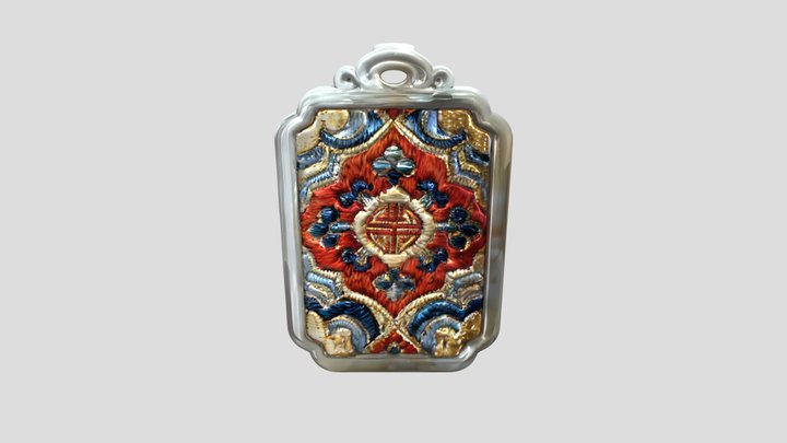 Ornate jade pendant with embroidery 3D Model