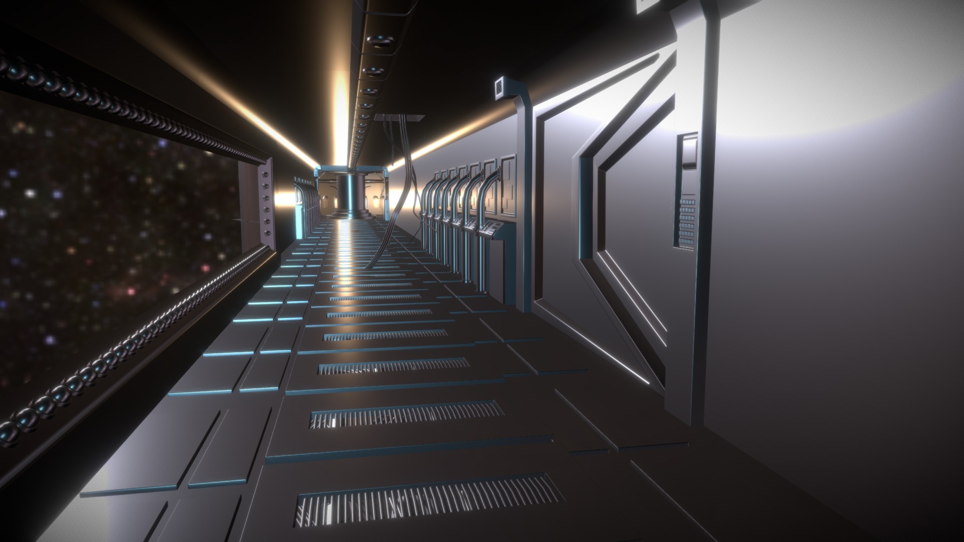 3D model Sci-Fi Hall - This is a 3D model of the Sci-Fi Hall. The 3D model is about a long escalator in a tunnel.
