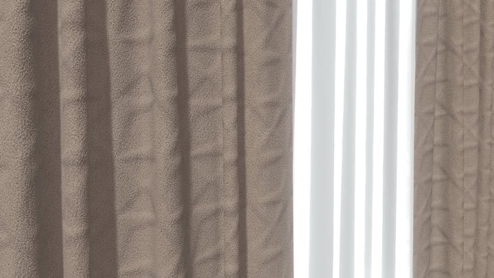 Brown Modern Curtain with Shear Window Screen – Free 3D Model STL