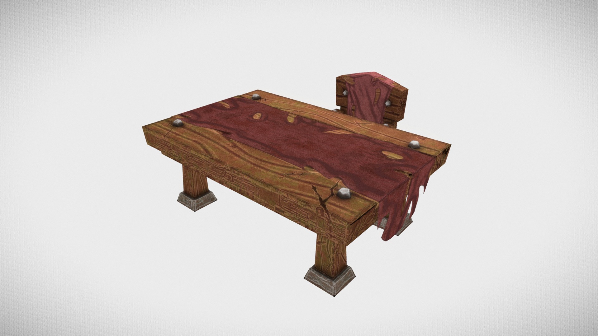 3D model Stylized Table - This is a 3D model of the Stylized Table. The 3D model is about a wooden table with a metal frame.