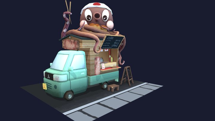 DAE: Cute Foodtruck 3D Model