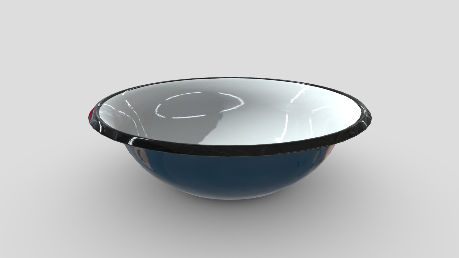 3D model Enamel Bowl 3 - This is a 3D model of the Enamel Bowl 3. The 3D model is about a blue bowl with a handle.