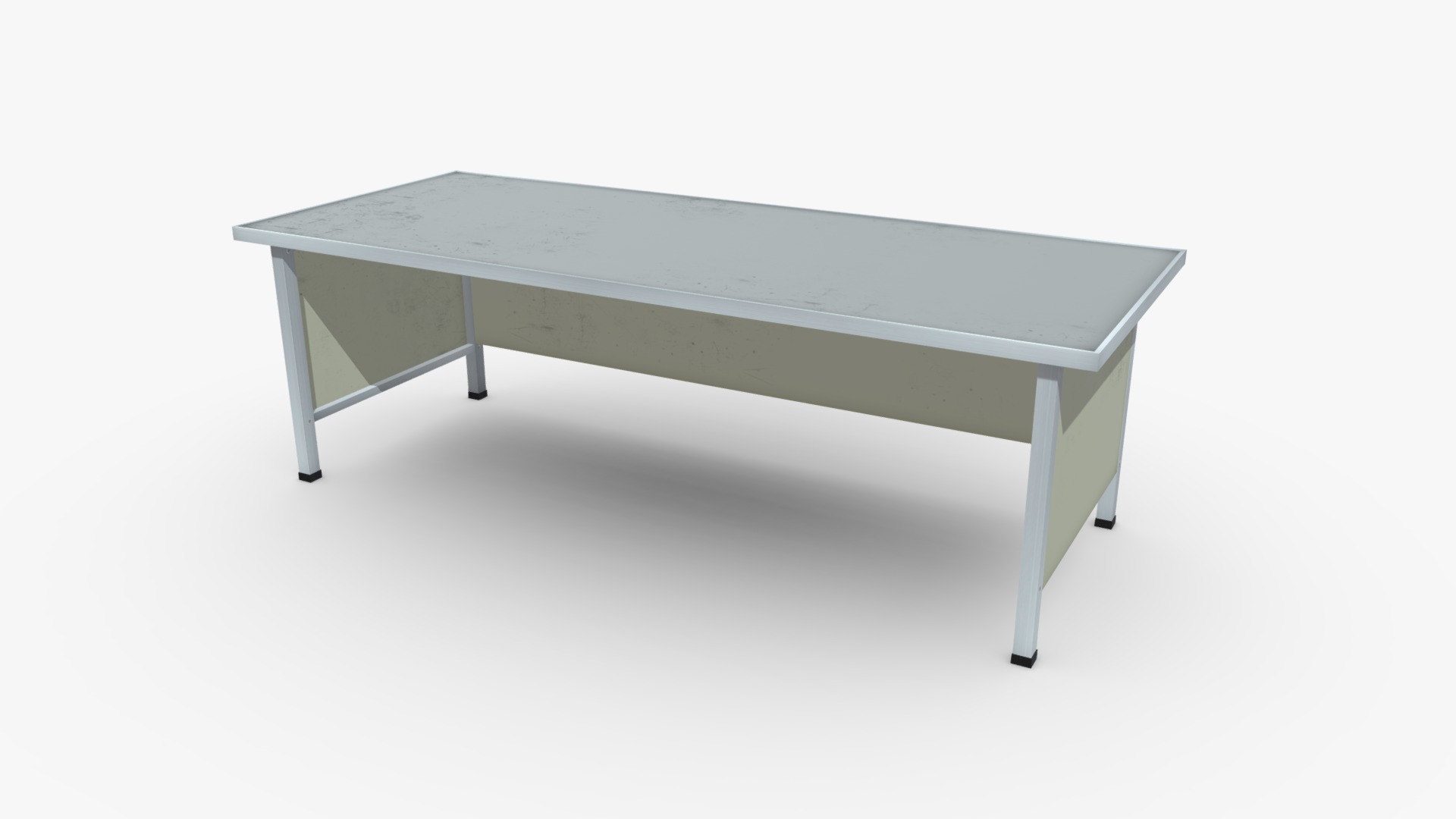 3D model Long Office Desk - This is a 3D model of the Long Office Desk. The 3D model is about a grey table with legs.