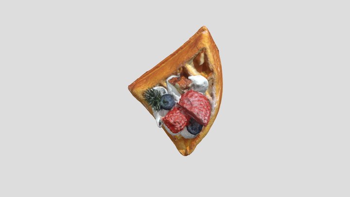 Pancake with wipe cream and fruits 3D Model