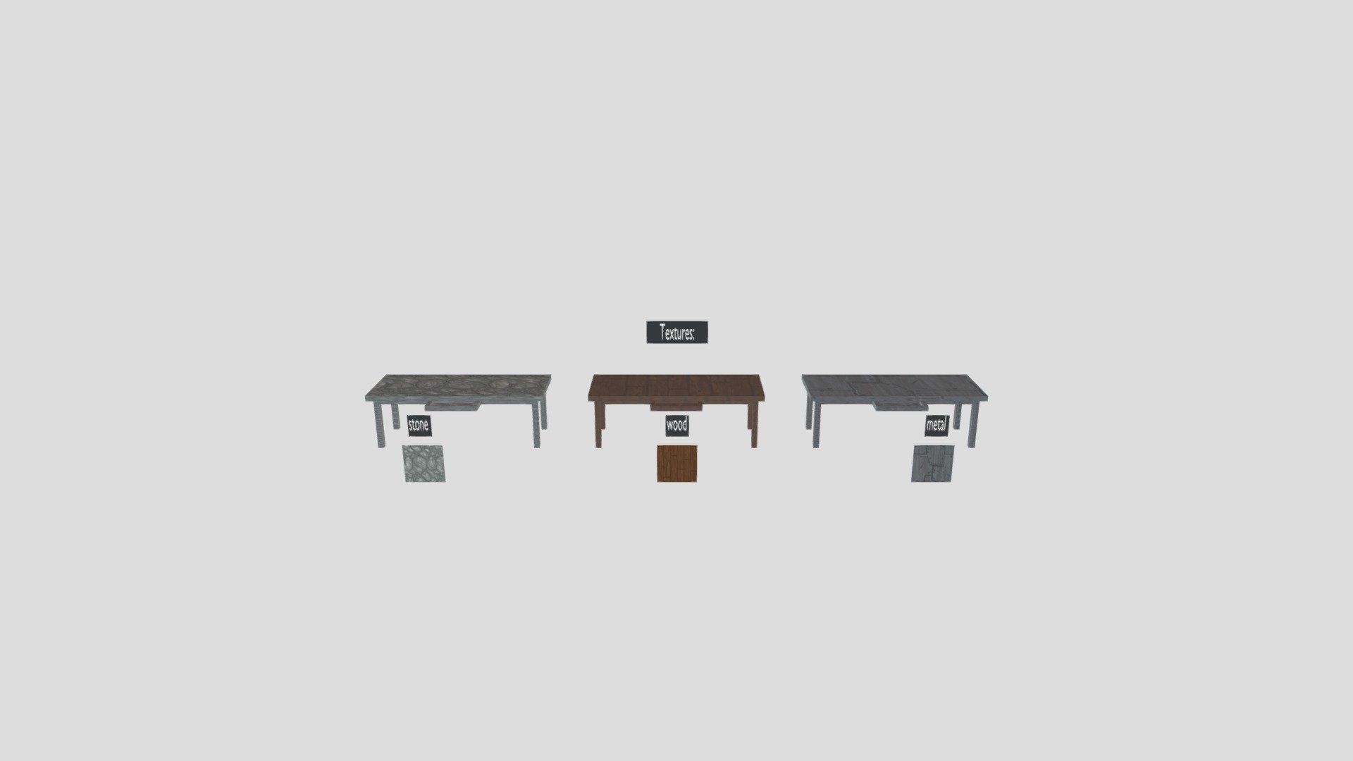Handpainted textures (stone,wood,metal)