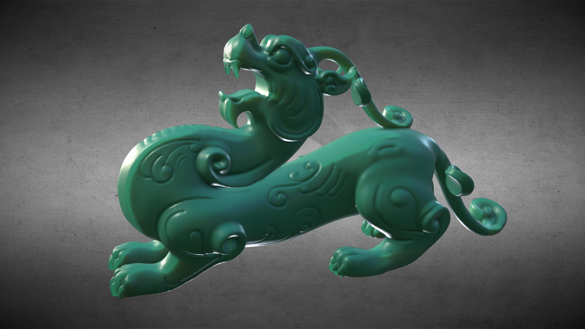 3D model Pi Xiu - This is a 3D model of the Pi Xiu. The 3D model is about a green toy dinosaur.